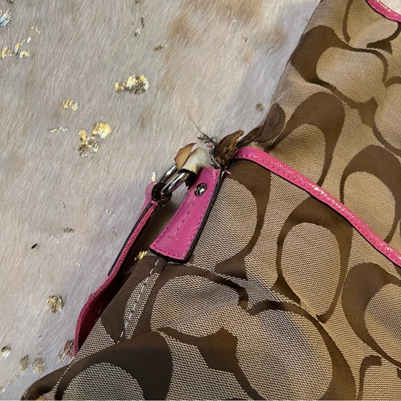 Coach Khaki and Fuchsia Bag-Bad Condition-Craft Project - Picture 2 of 10